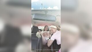 Breelouisexoxo OnlyFans leaked lesbian masturbating with cucumber in car