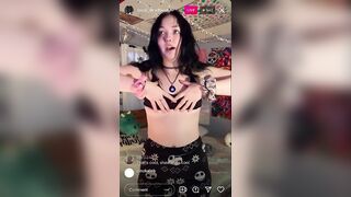 local_deadbeat flashing her tits on live Instagram stream