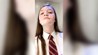 Cute school girl huge facial