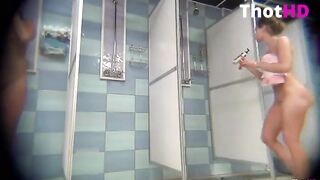 Sexy girl booty small tittys public showering spycam