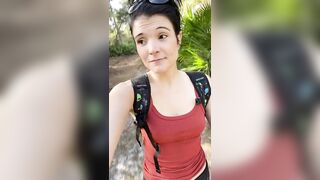 Thot showing tits and pussy while hiking