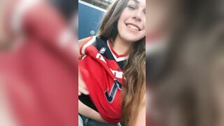 Busty thot dropping big tits during game