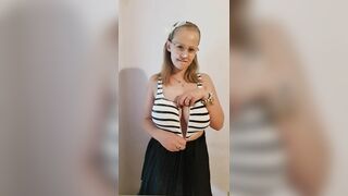 Busty nerd showing big tits