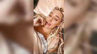 Ebanie Bridges Lingerie On Bed OF