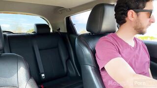 Morgpie Teen Caught Masturbating in Uber & Gives Sloppy Handjob Blowjob