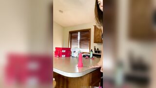 OneGirlNextDoor ONLYFANS Riding Dildo on Kitchen Counter