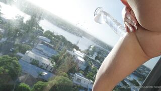 Scarlet Chase Fucking Glass Balcony Mounted Dildo Anal