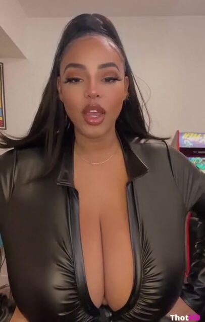 Officialpersephanii In Sexy Black Leather Jumbo Boobs of