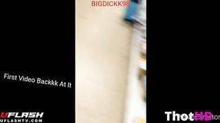 Cumshot on mature butt in store busted