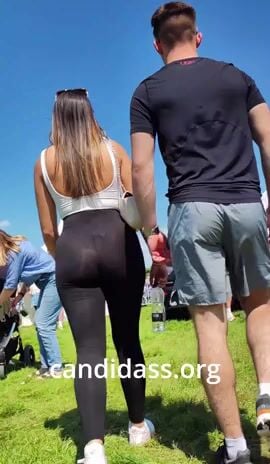 yoga pants see through candid booty