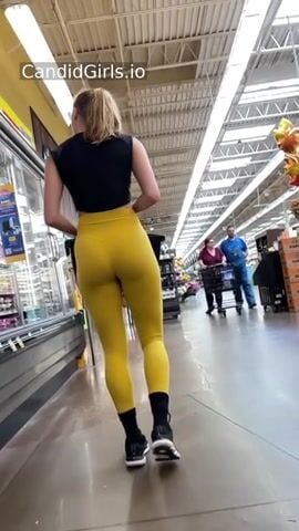 Candid creep sporty yoga pants butt