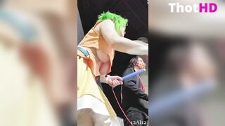 Teen at comicon exposing huge tits accidentally