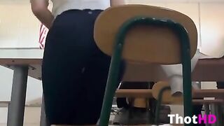 School Girl Tight Black Leggings Candid