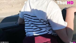Public Teen Sex in the Convertible Car on a Way to Las Vegas