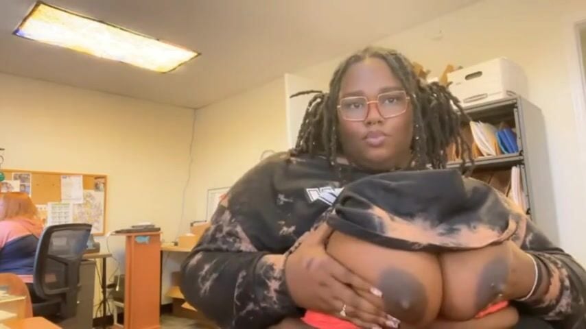 Chubby Black Flash Big Titties At Work