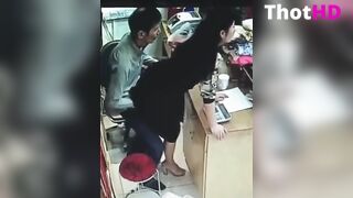 Boss Fucks Teen Employee in Shop Caught on Camera