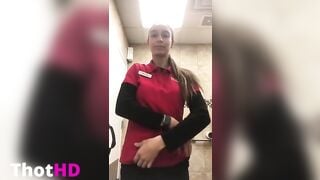 Hot Striptease Flash at Work Toilet UNIFORM