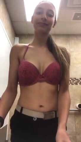 Hot Striptease Flash at Work Toilet UNIFORM