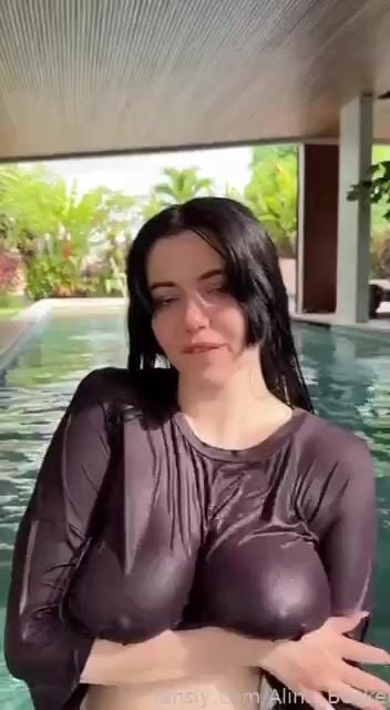 Alina Becker Wet Shirt Braless