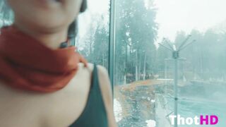 DaringKiara Masturbating in Front of Stranger on Public Hotel Toilet