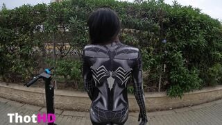 DaringKiara Public Risky Sex in Spider Man Costumes