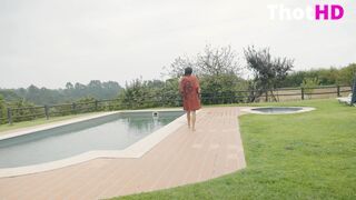 DaringKiara Public Hotel Pool Teasing and Masturbation