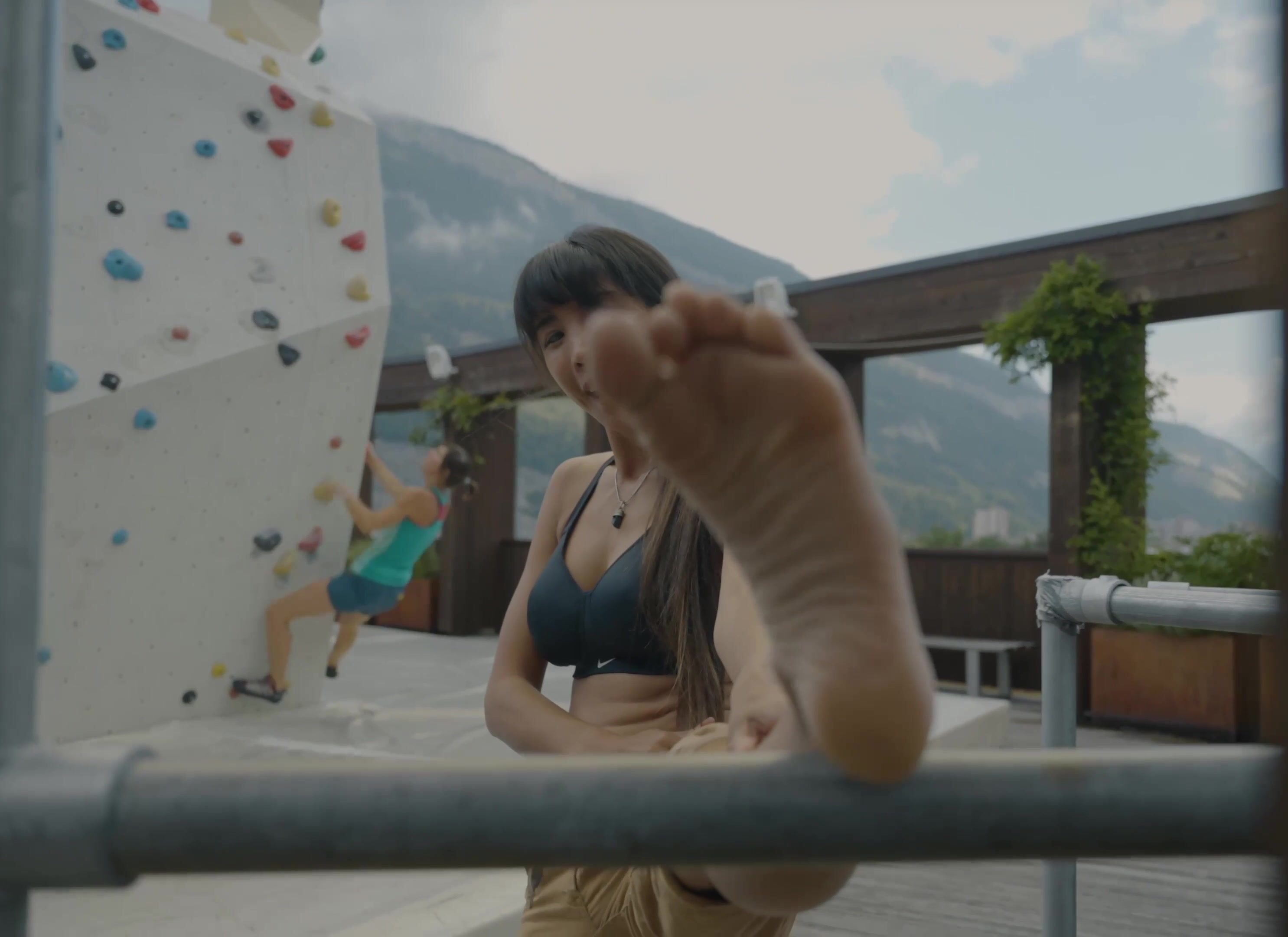 DaringKiara Public Rooftop Boulder Gym Session