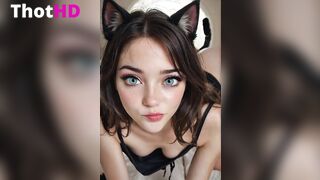 Cute Downblouse Cat Girl