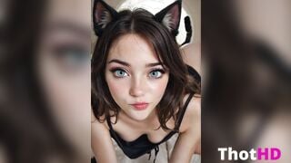 Cute Downblouse Cat Girl