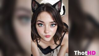 Cute Downblouse Cat Girl