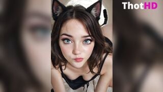 Cute Downblouse Cat Girl
