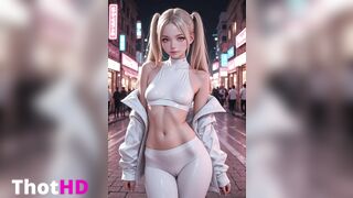 Blonde 3d Girl In Shiny Latex Cameltoe