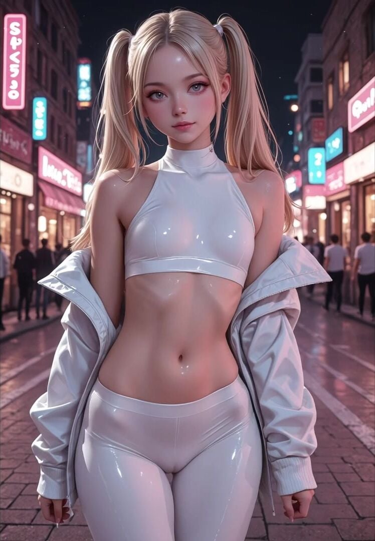 Blonde 3d Girl In Shiny Latex Cameltoe