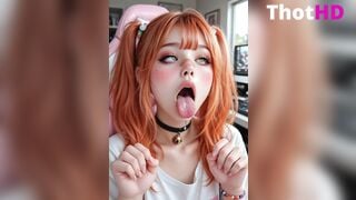 Cute Redhead Gamer Girl Ahegao Drool
