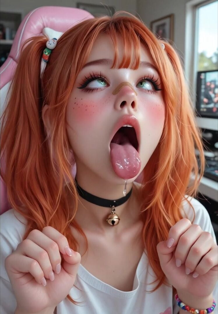 Cute Redhead Gamer Girl Ahegao Drool