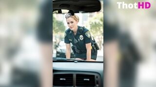 Hot Blonde Police Officer Showing Upskirt Pussy