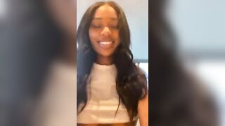 Busty ebony accidentally flashing live stream
