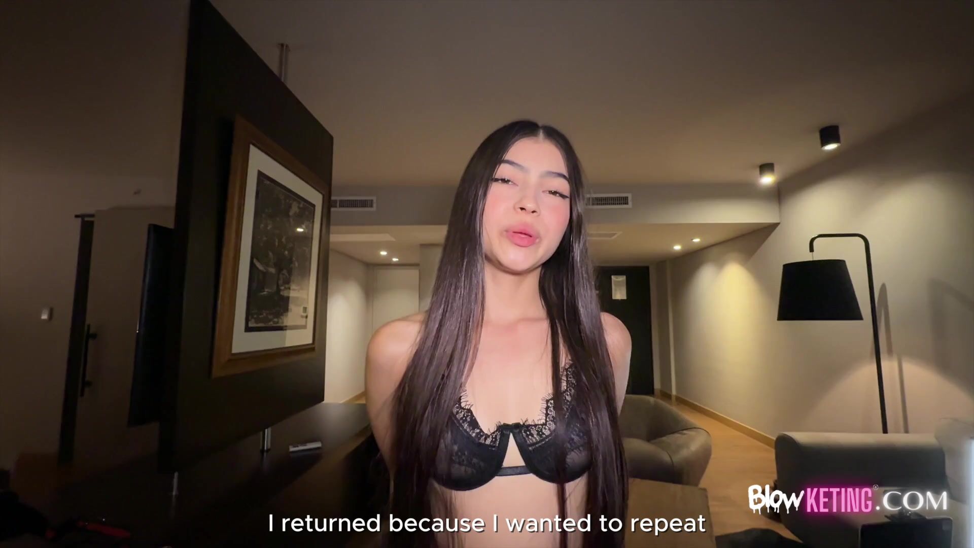 Blowketing Beautiful white girl comes very shy to ask me to fuck her again