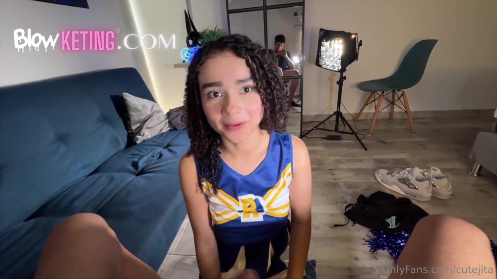 Blowketing Curly haired girl meets her friend and cant wait to fuck him