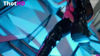 CreamySpot Big Booty CyberGirl Overflows with Cum from Huge Black Cock! Massive Load