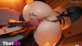 CreamySpot Tied and Creampied Submissive Girl BDSM Training with Anal Hook