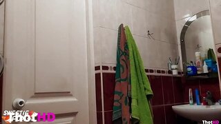 Cute Teen Deepthroat Cock Lover in the Bathroom Sweetie Fox