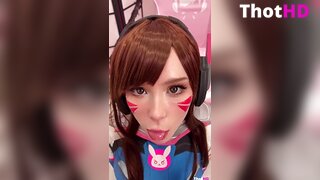 girl Cosplay D.Va from Overwatch and Sucks Dick till Facial Sweetie Fox