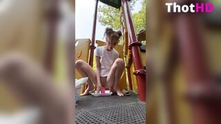Teen Risky Rides Dildo In Public