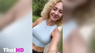 Curly.girl Tits flashing One Tit Out nipple piercing braless Leaked OF