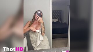 Babyrayxxx towel mirror Big Tits cleavage Leaked OF