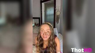Caylabri topless shorts couch bottomless