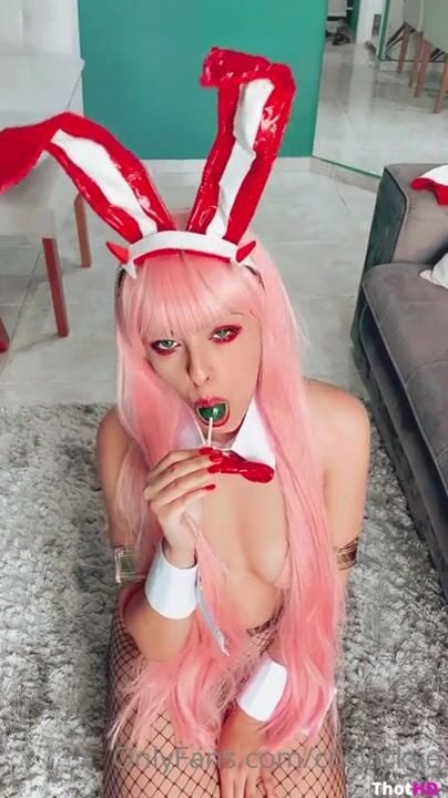 Cosvickye fishnet pantyhose rabbit ears lollipop Video
