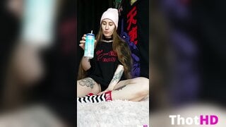 Lilijunex Huge Dildo choker spread legs bottomless OF