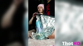 Lilijunex Huge Dildo choker spread legs bottomless OF